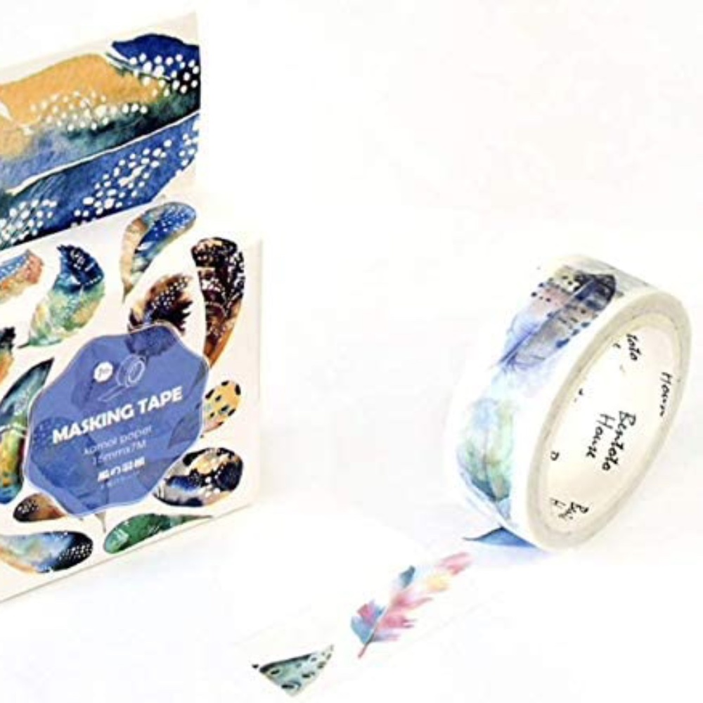 1 pc Feathers Washi Tape Masking Tape Adhesive Tape Ruban adhésif (1,5 cm X 7 m)